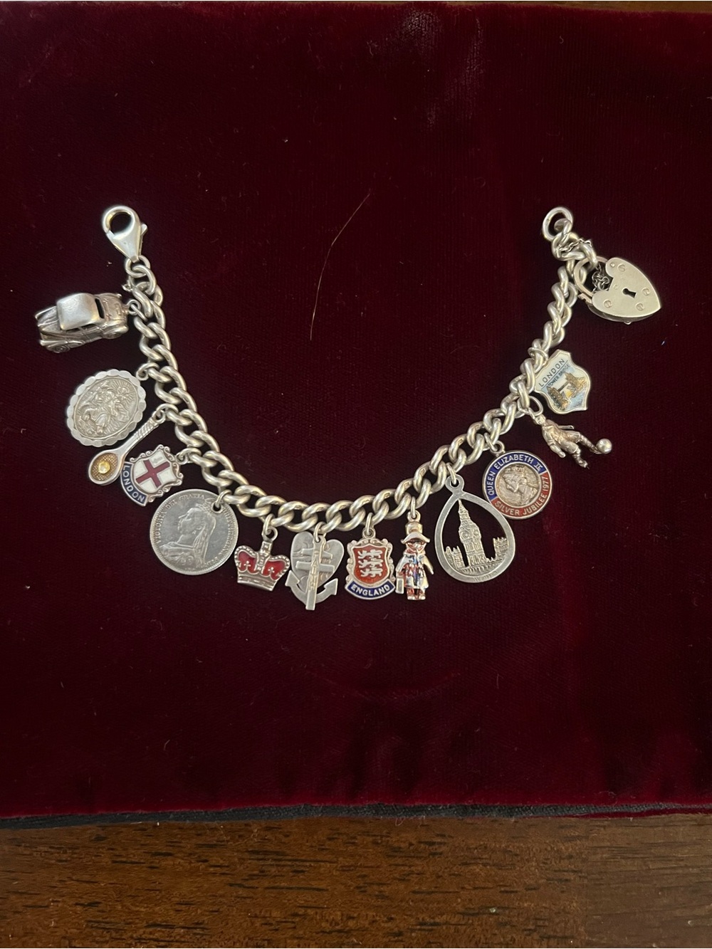 Vintage Silver England Custom Charm Bracelet  - Perfect for Anglophiles
